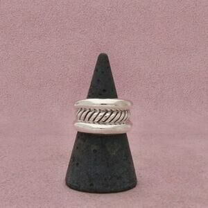 Sterling Silver Vintage Braided Raised Edge Band Ring Size 7